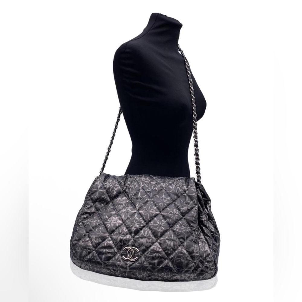 Authentic Chanel Rock in Moscow Black Quilted Nylon Accordion Flap Bag